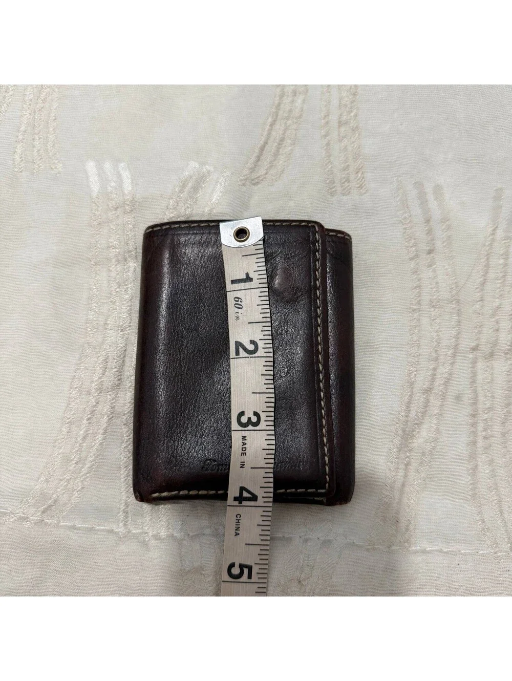 Tommy Bahama Brown Genuine Leather Trifold Wallet ID Window Card Holder Mens